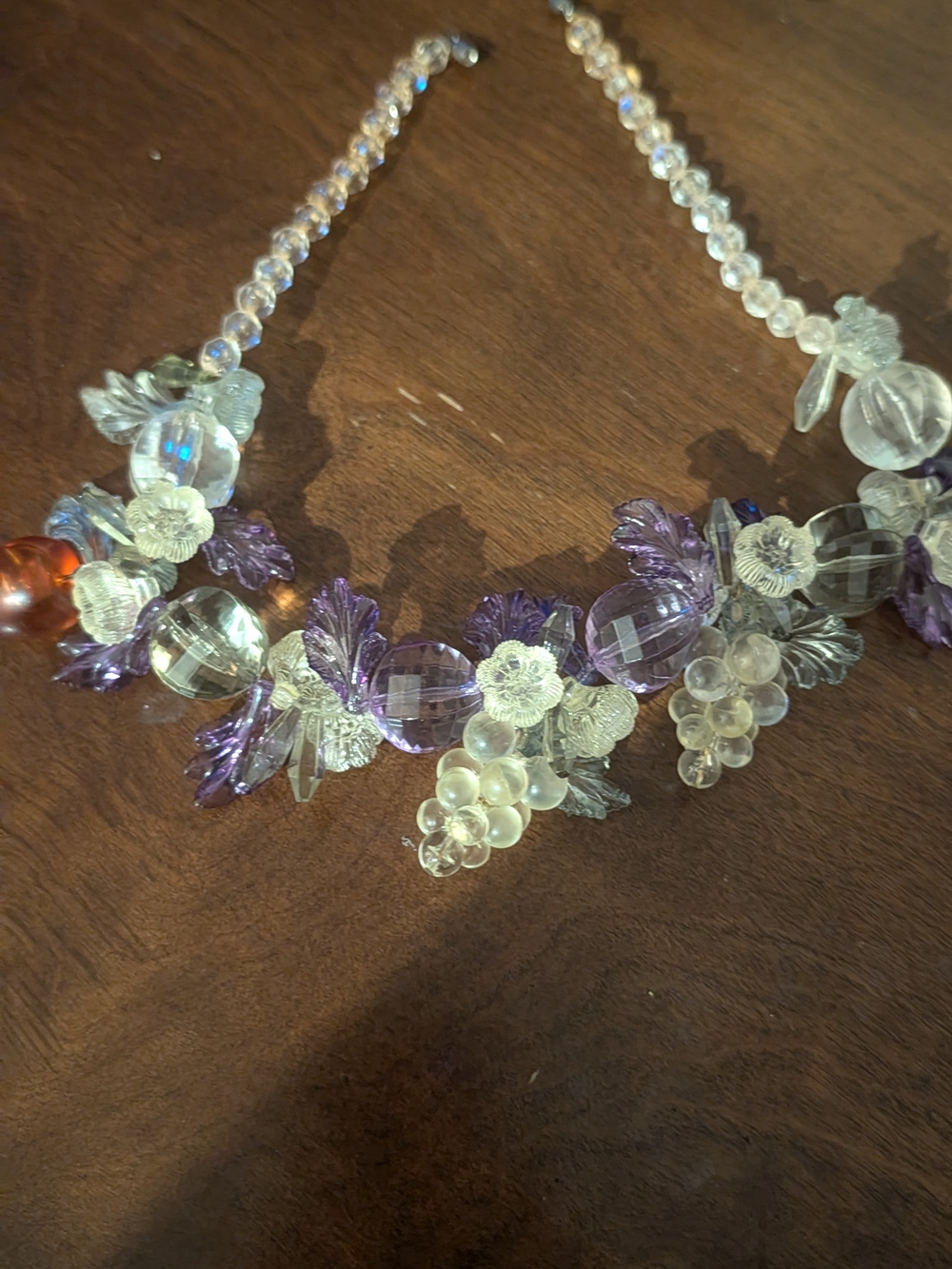 Crystal Floral Statement Necklace - Purple and Clear